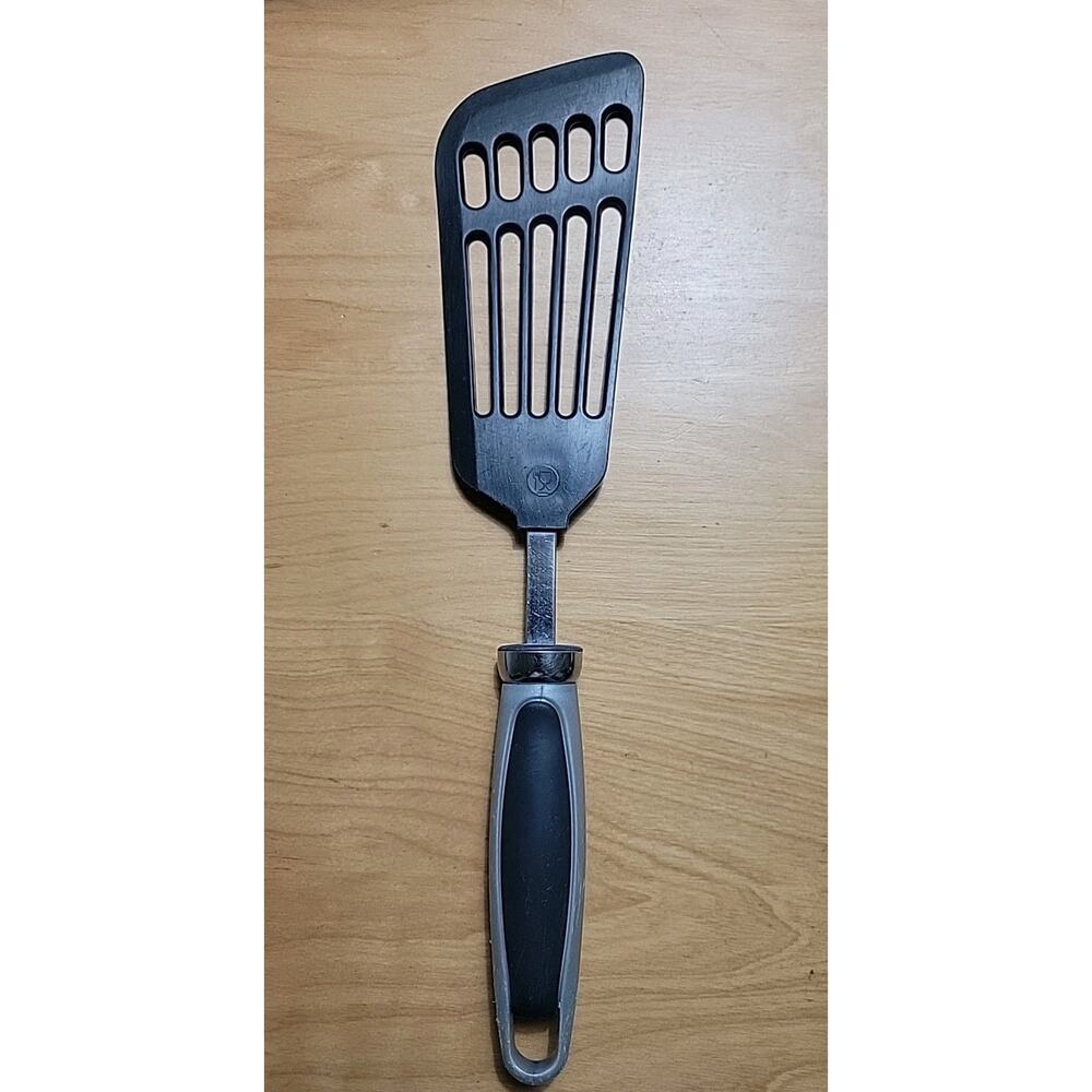 Pedrini Italy Vintage Spatula Black Gray Handle Kitchen Utensil Flipper Retro